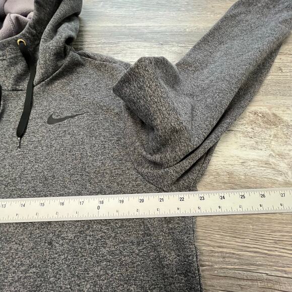 Nike Dri-Fit Black Heather  Gray Mens L Standard Fit Hoodie Mock Neck Sweatshirt - Picture 4 of 9